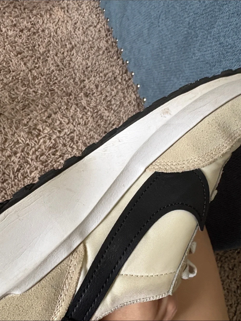 Nike Cream and Black Retro Sneakers